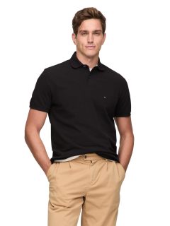 TOMMY HILFIGER 男士短袖POLO衫 有机棉弹力 黑色 Medium