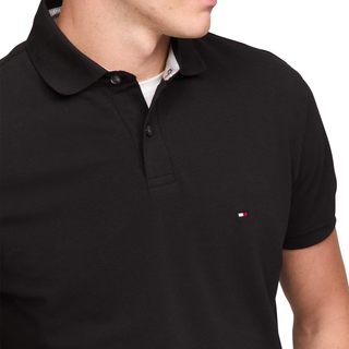 TOMMY HILFIGER 男士短袖POLO衫 有机棉弹力 黑色 Medium