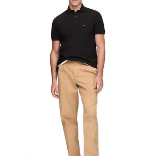 TOMMY HILFIGER 男士短袖POLO衫 有机棉弹力 黑色 Medium