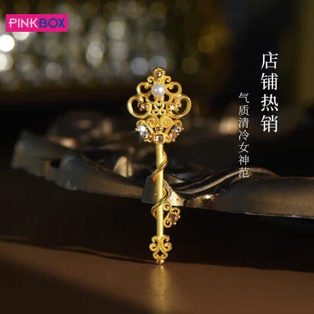 PINKBOX 花神权杖黄金吊坠女999足金珍珠纯金钥匙挂坠气质高级感520情人节礼物