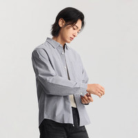 Lee 26年春夏新品舒适版翻领小刺绣Logo男条纹长袖衬衫
