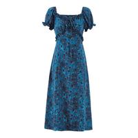 秋水伊人 方领雪纺碎花连衣裙