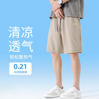 班尼路 冰丝凉感透气 卡其色 L 男士短裤