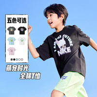 NIKE耐克 男童短袖T恤 纯棉透气 正黑色 150/72