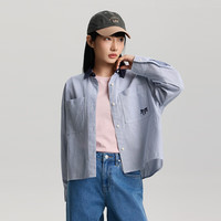Lee 宽松版仿牛仔布领口条纹长袖衬衫