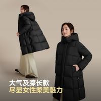 波司登 女士中长款连帽羽绒服 馥郁黑 M(165/88A)