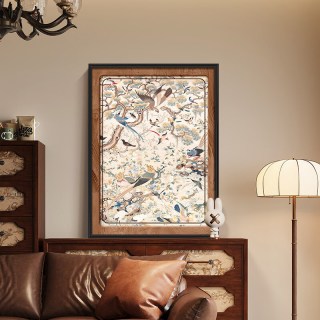 艾风格 柿柿如意中古风复古挂画 D款-花鸟祥和 70*90cm PS框