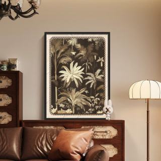艾风格 柿柿如意中古风复古挂画 F款-丛林艺术 40*60cm 升级PS框