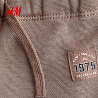 H&M 男婴加绒松紧腰束脚长裤 浅棕色 90/47(12-18M)