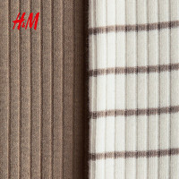 H&M 女婴棉质长袖长裤连体衣 深米色/条纹 73cm 2件装