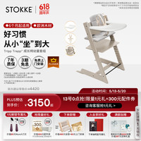 STOKKE 成长椅五件套 五件套含赠坐垫-羊绒灰-同色护栏-白色餐盘