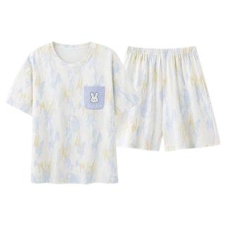顶瓜瓜 纯棉短袖短裤 女士家居服套装