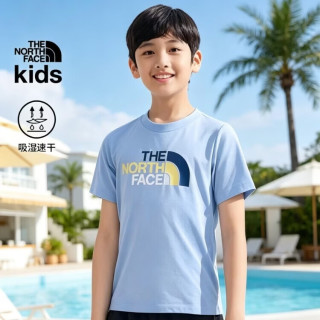 THE NORTH FACE 童装儿童印花LOGO速干短袖T恤 矢车菊蓝 120