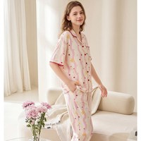 芬腾 纯棉条纹开衫 女士家居服套装