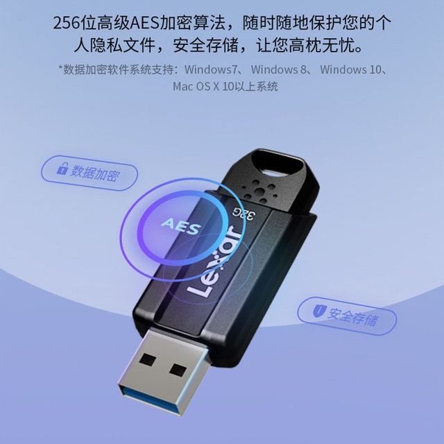 雷克沙 S80高速U盘64GB加密闪存盘推拉一体USB3.1商务办公