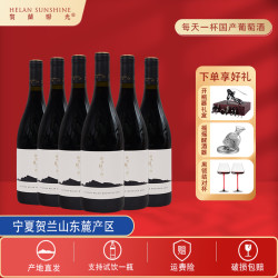 贺兰山东麓山海干红葡萄酒750ml*6瓶送开瓶器礼盒+醒杯