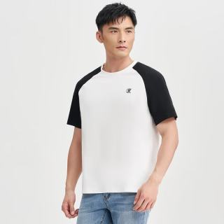 才子 26夏季新款撞色插肩袖圆领T恤