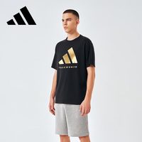  adidas/阿迪达斯 吸湿排汗 运动T恤 XL 黑/金