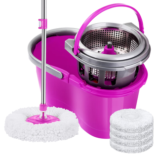 美丽雅 旋转拖把 洗脱一体免手洗 40cm头124cm杆4布带桶 拖把套装
