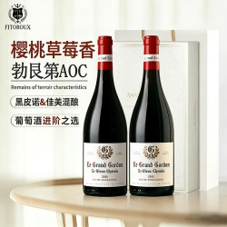 菲特瓦 法国进口红酒勃艮第丘AOC级干红葡萄酒热红酒原瓶进口礼盒装2支