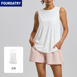 FOURDATRY 宽松美背网纱瑜伽背心跑步训练速干健身运动上
