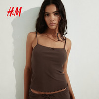 H&M 女装蕾丝边吊带背心 棕色 S