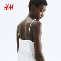 H&M 1295580 蕾丝拼接吊带连衣裙 白色 XL