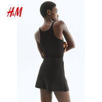 H&M 1295117 前扣式 黑色 S 女士短裤