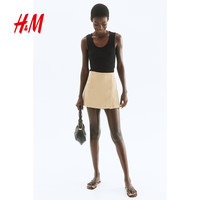 H&M 1295117 前扣式休闲短裙裤 米色 M 女士短裤