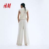 H&M 女装夏季阔腿西裤 浅米色 44(170/84)