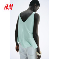 H&M 荷叶边设计 浅绿松石色 M码 女士吊带背心