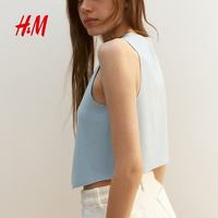 H&M 女士马甲 修身短款 蓝色 XS