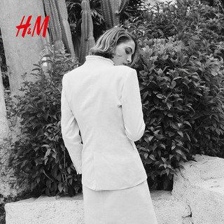 H&M 1290758 毛边休闲西装 白色 L 女外套