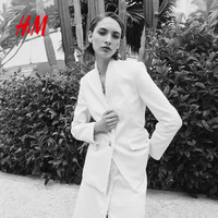 H&M 1290758 毛边休闲西装 白色 L 女外套