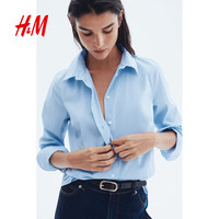 H&M 0932278 正肩垂感翻领衬衫 白色 M