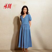 H&M 女装分层牛仔连衣裙 浅牛仔蓝 XS