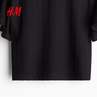 H&M 法式蝴蝶袖针织上衣 黑色 S 160/88 女士T恤