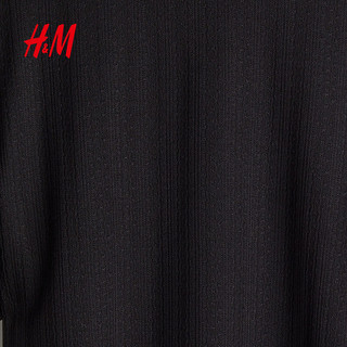 H&M 法式蝴蝶袖针织上衣 黑色 S 160/88 女士T恤