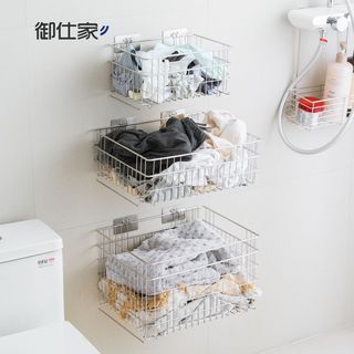 御仕家 304不锈钢免打孔壁挂脏衣篓 L号 收纳篮