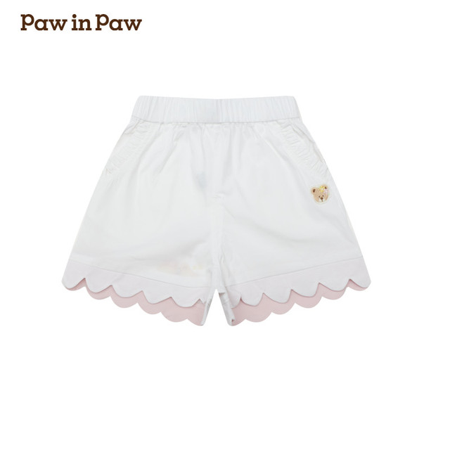 Paw in Paw PawinPaw卡通小熊童装夏季女宝宝波浪边短裤宽松舒适
