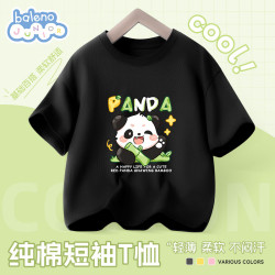 班尼路 100%棉 黑 BNL招手熊猫 160 儿童短袖T恤