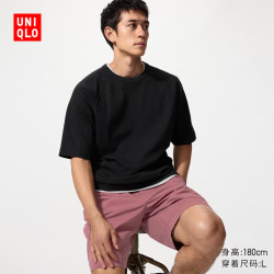 优衣库 484803 快干华夫格圆领T恤 黑色 XS