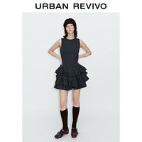 URBAN REVIVO UYU760031 深蓝色格子无袖连衣裙 XS