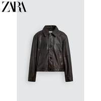 ZARA 2026春夏新品 男装 复古短款皮革夹克皮衣外套 5388412 700