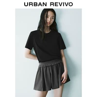 移动专享：UR UR2025春季新款女装欧若风时尚基础纯色百搭圆领短袖T恤UWB450002