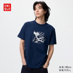 优衣库 漫画UT集英社创立100周年 足球小将 深蓝色 S 短袖T恤