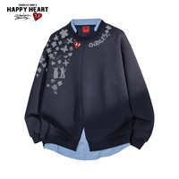 CHARLES JANG'S HAPPY HEART 男士涂鸦印花假两件拼接卫衣