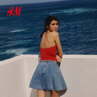 H&M 1336387 圆形剪裁牛仔半身裙 牛仔蓝 M
