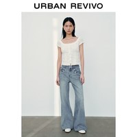 URBAN REVIVO UYL860062 休闲喇叭牛仔长裤 蓝色 25
