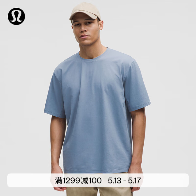 lululemon 丨Pique 男士超宽松款珠地 T 恤 LM3EM5S 水洗牛仔蓝 XS